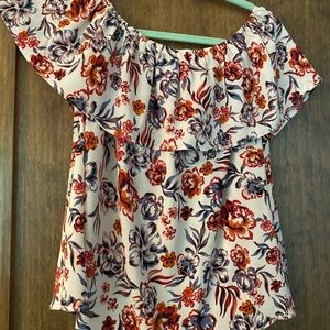 Off the Shoulder Floral Print Top